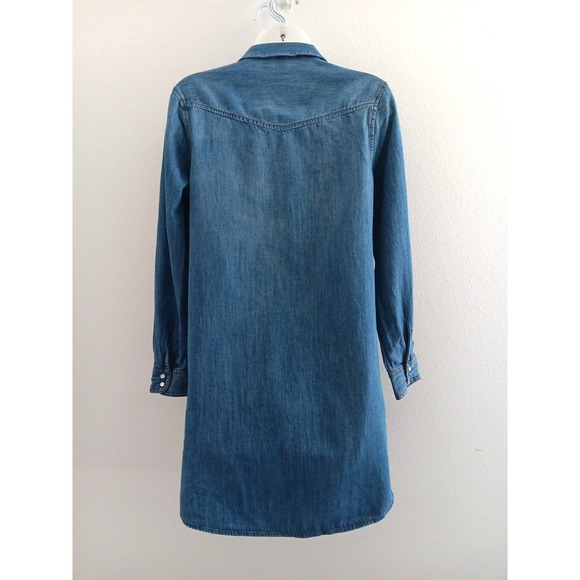 Old Navy Pearl Snap Western Button Up Denim Shirt Dress‎ SMALL Western Rodeo NEW - Picture 5 of 12